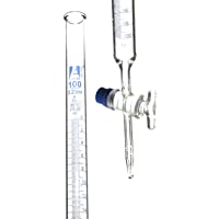 Clase B Bureta de borosilicato de 100 ml- graduaciones de 0-2 ml- tolerancia de 0-2 ml- llave de cristal (suave) llave…